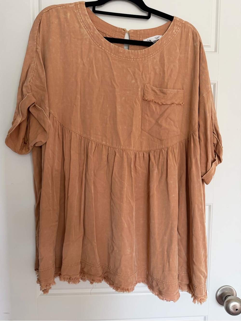 Sewn + Seen Oversized Babydoll Top in Rust